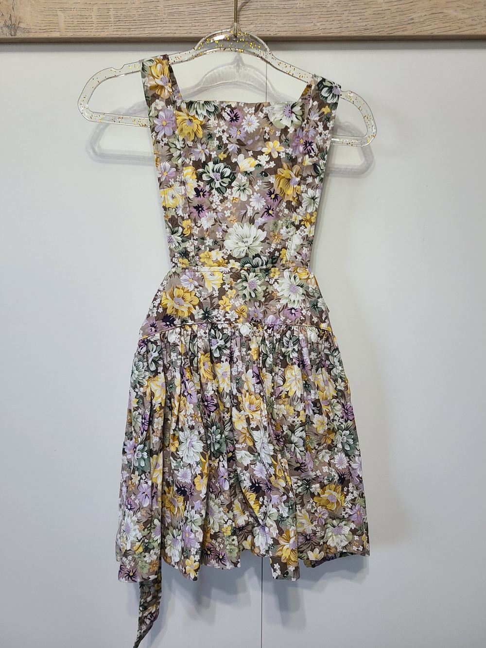 Kids Floral Heidi Pinafore - Yellow & Purple Floral